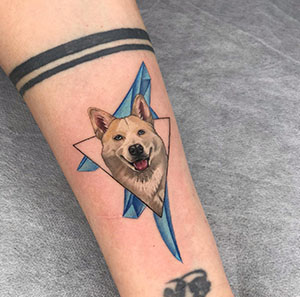 Colorful 3D Husky Tattoo