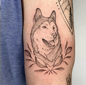 Dot Work Husky Tattoo