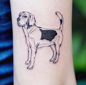 Full Body Minimal Beagle Tattoo