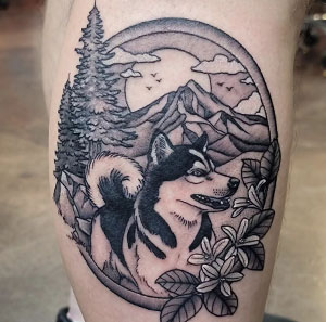 Mountain Husky Tattoo