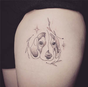 Shining Beagle Dot Work Tattoo