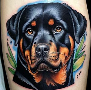 Watercolor Rottweiler Portrait Tattoo