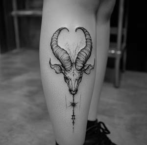 14. Capricorn Tattoo on Leg