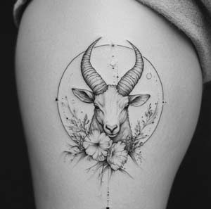 3. Floral Capricorn Tattoo