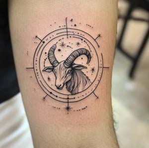 4. Capricorn Tattoo in Geometric Style