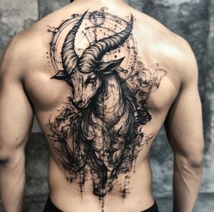 9. Capricorn Tattoo on Back