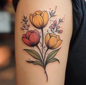 Bouquet and Tulip Tattoo