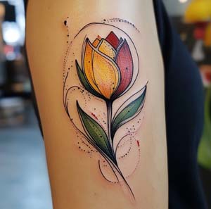 Butterfly and Tulip Tattoo