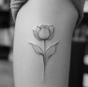 Simple Fine Line Tulip Tattoo