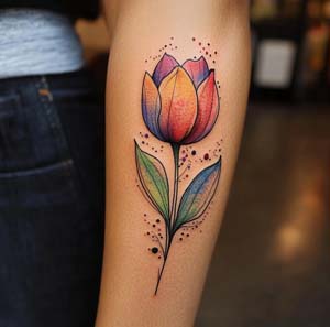 Watercolor Tulip Tattoo