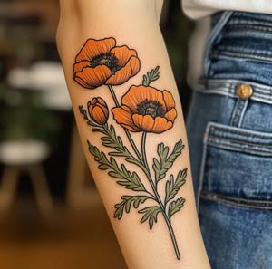 10_Three_Poppy_Flowers_Traditional_Tattoo_At_The_Back