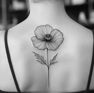 4_Single_Stroke_Poppy_Flower_Tattoo_In_Fine_Line