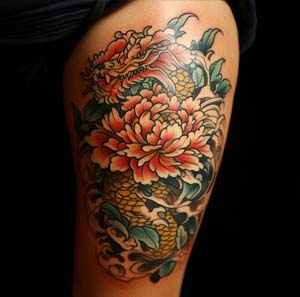 8_Japanese_Peony_And_Shisa_Tattoo